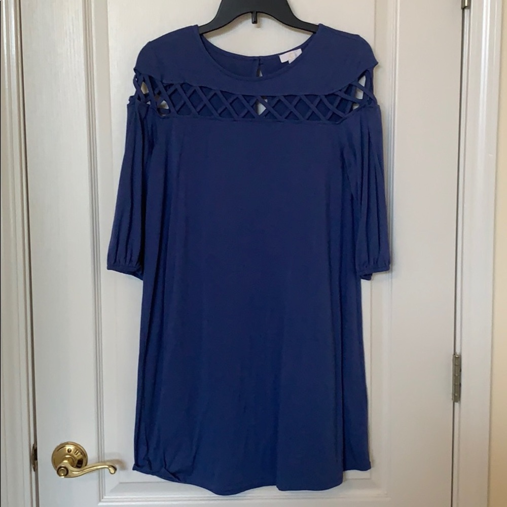 Charming Charlie Blue Mid-Sleeve Dress